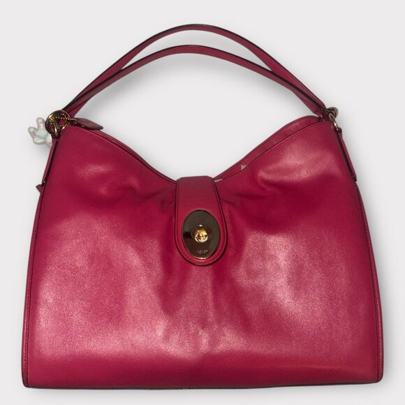 Coach Carlyle Madison Hobo F37637 Hot Pink Leather Brass Turnlock Shoulder Bag - Picture 3 of 10